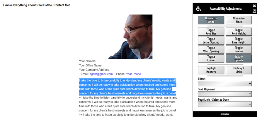 Activar el modo de texto a voz