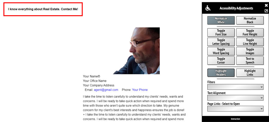 Modo de resaltar encabezados de página