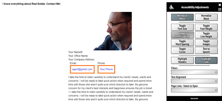 Modo de resaltar enlaces de página